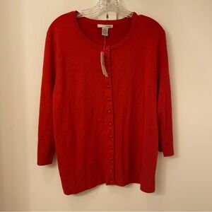 Evie Woman’s Red Bright Berry 1X Cardigan With Covered Buttons, NWT (READ)